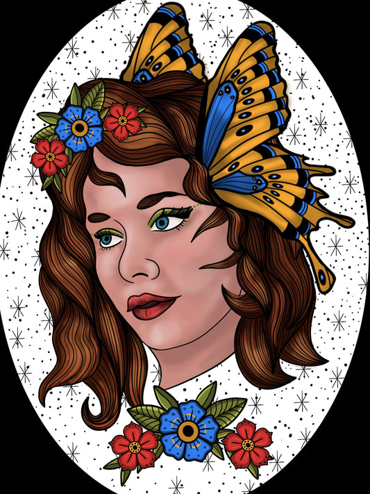 Butterfly Lady-Head Art Print