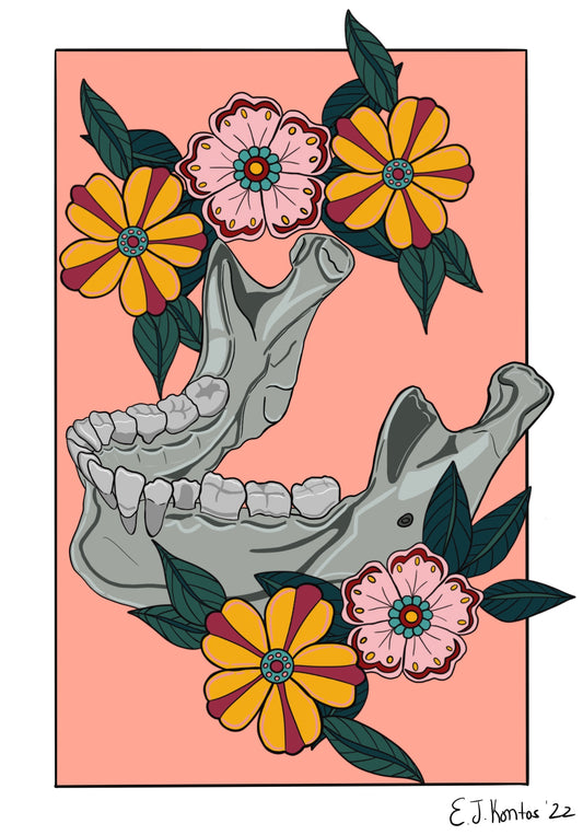 Floral Jaw Bone Art Print
