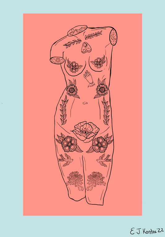 Greek Tattoo with American Traditional Tattoos